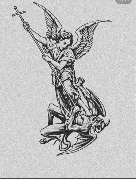 Xavier Wulf Tattoo Ideas, Medieval Angel Tattoo, Angel Swordsman Tattoo, Angel Men Tattoo, Dill Tattoos, St Micheal Arch Angel Tattoo, Shoulder And Arm Tattoo For Men, Siligism Tattoo, God Back Tattoo