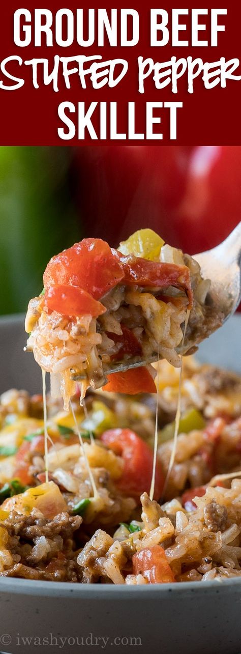 Stuffed Pepper Filling, Stuffed Pepper Skillet, Pepper Skillet, Stuffed Peppers Beef, Easy Ground Beef, Ground Beef Dishes, Stuffed Pepper, Ground Beef Recipes Easy, Ground Beef Recipes For Dinner