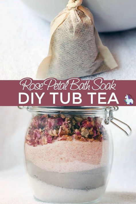 Bath Tea Bags Diy, Bath Tea Recipe, Diy Tub, Diy Bath Soak, Diy Tea Bags, Bath Soak Recipe, Bath Tea Bags, Tub Tea, Herbal Bath Tea