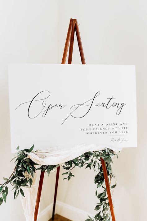 Display this elegant Open Seating Sign for your guests when you welcome them at your wedding, baby shower or bridal shower. Sit Wherever Wedding Sign, Please Seat Yourself Wedding Sign, Sit Wherever Sign Wedding, Open Seating Wedding Sign, Open Seating Sign, Open Seating Wedding, Renewal Vows, Dream Elopement, Wedding Renewal