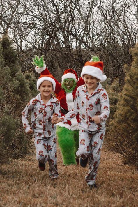 Christmas Cousin Photoshoot, Christmas Fun Photoshoot, Grinch Pictures Photography, Grinch Christmas Cards Photo, Grinch Family Photos, Grinch Themed Photo Shoot, Grinch Christmas Pictures Family, Grinch Pictures With Kids, Grinch Mini Sessions