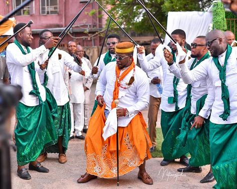 Akwa Ibom Traditional Attire, Ibibio Traditional Attire, Akwa Ibom Traditional Wedding Attire, Ibibio Wedding, Ibibio Bride, Nigerian Attire, Grooms Outfit, Ankara Styles For Kids, Igbo Traditional Wedding