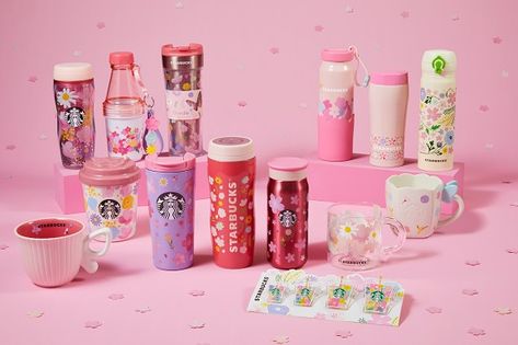 Starbucks Japan Spring Sakura Collection 2021 | It has grown on me! Copo Starbucks, Starbucks Japan, Starbucks Collection, Cherry Blossom Theme, Japan Spring, Stainless Bottle, Starbucks Card, Floral Tile, Japan Sakura