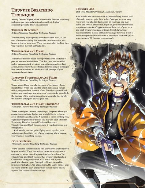 Different Breathing Techniques Demon Slayer, Dnd Demon Slayer, Demon Slayer Dnd, Demon Slayer Breathing Techniques Ideas, Demon Slayer Breathing Forms, Dnd Homebrew Classes 5e Fighter, Demon Slayer Custom Breathing, Thunder Breathing Oc, Custom Breathing Styles Demon Slayer Oc