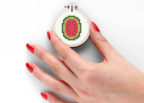 Mini Watermelon Cross Stitch Pattern Mini Pattern Tiny Gift Handmade Fruit Pattern Cross Stitch Embroidery Kawaii Needlework Watermelon Tiny Embroidery, Rose Cross Stitch, Rose Cross Stitch Pattern, Tiny Gifts, Nature Cross Stitch, Mini Cross Stitch, Mini Roses, Cross Stitch Rose, Rose Embroidery