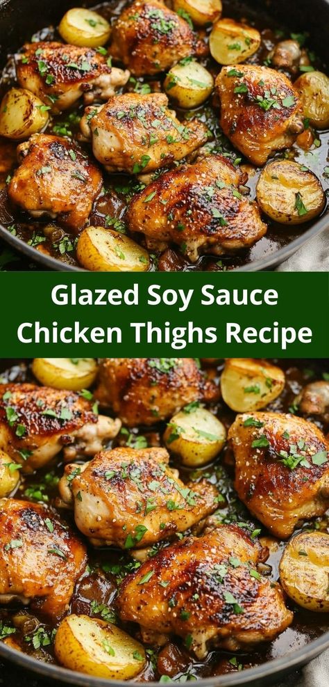 Craving a comforting and sweet-savory chicken dish? These Glazed Soy Sauce Brown Sugar Chicken Thighs are the ultimate easy dinner recipe, perfect for family dinners and guaranteed to impress your guests with their unique flavor profile. Brown Sugar Chicken Thighs, Crockpot Chicken Thighs, Chicken Recipes For Dinner, Brown Sugar Chicken, Soy Sauce Chicken, Chicken Thighs Recipe, Thighs Recipe, Chicken Meals, Yummy Chicken Recipes