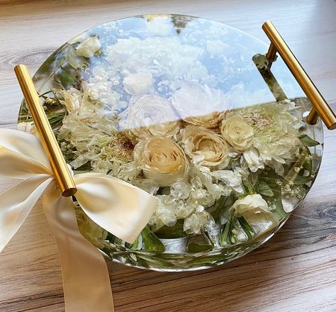 Resin, wedding bouquet, wedding flowers Resin Wedding Bouquet Serving Tray, Wedding Flower Resin Tray, Wedding Bouquet Resin Table, Resin Wedding Flower Preservation, Bridal Bouquet Preservation Ideas Resin, Resin Wedding Tray, Wedding Bouquets Preservation, Resin Floral Preservation, Wedding Flower Resin Ideas