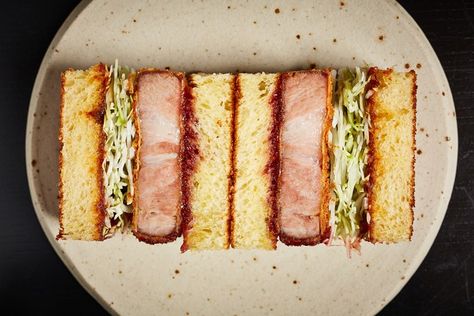 Tātā Eatery's Iberian katsu sando Katsu Sando Sandwich, Japan Sandwich, Sando Recipe, Katsu Sando, Sous Vide Vegetables, Best Sandwiches, Brioche Recipe, Shredded Cabbage, Great British Chefs