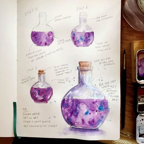 Watercolor Notes, Halloween Art Projects, Watercolour Ideas, Art Articles, Watercolor Paintings For Beginners, Watercolor Ideas, Watercolor Painting Techniques, Watercolor Art Lessons, Watercolor Paintings Tutorials