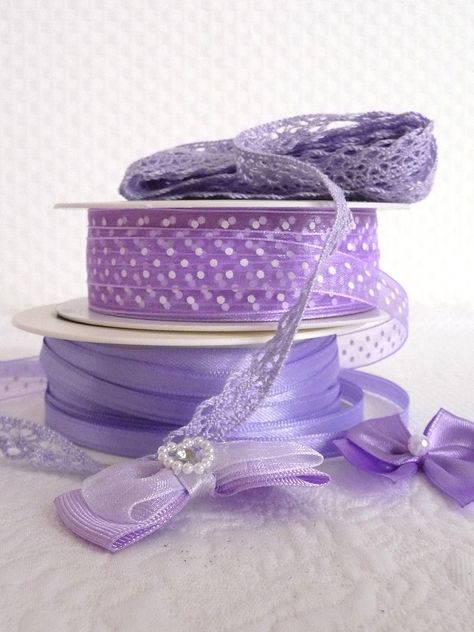 . Lavender And Cream Aesthetic, Lavender Library Aesthetic, Lavender Coquette, Lavender Cottagecore, Purple Pictures, Ribbons Galore, Lavender Ribbon, Lilac Cottage, Baby Wreath Girl