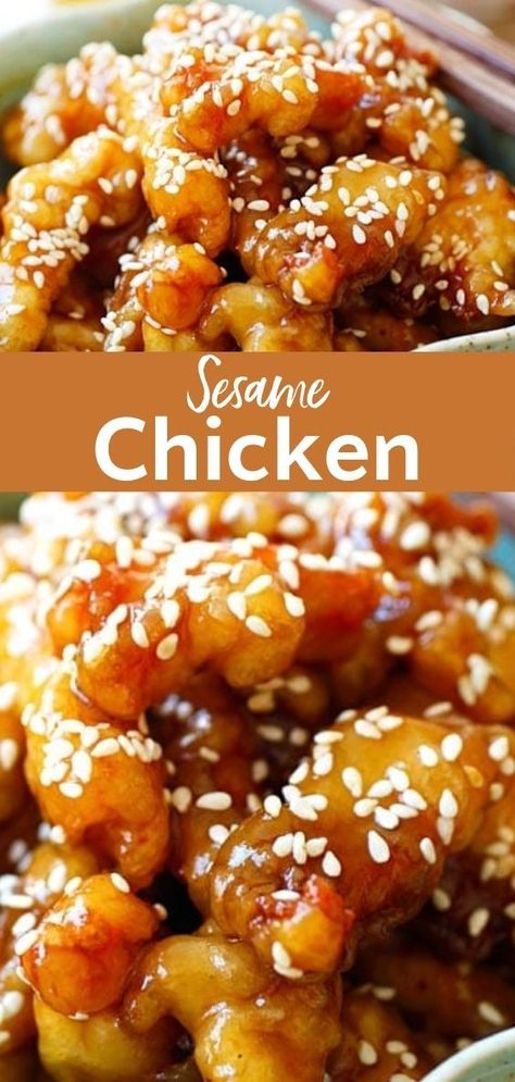 Sesame Chicken Sauce, Healthy Chinese Recipes, Chicken Sauce Recipes, Homemade Chinese, Homemade Chinese Food, Chinese Chicken Recipes, Chicken Sauce, Sesame Chicken Recipe, Sweet Chicken