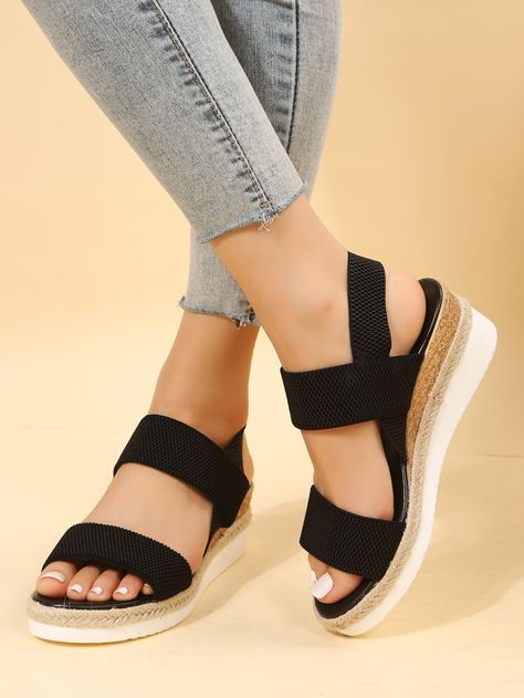 Stylish Shoes Heels, Khaki Heels, Fancy Sandals, Low Wedge Sandals, Shoes Heels Classy, Comfortable Wedges, Black Wedge Sandals, Slingback Sandals, Wedge Heel Sandals