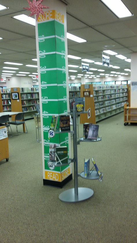 Football - Library Display Football Library Theme, Football Displays, Library Resources, Library Bulletin Board, Baseball Display, Library Themes, Library Book Displays, Library Bulletin Boards, Library Display