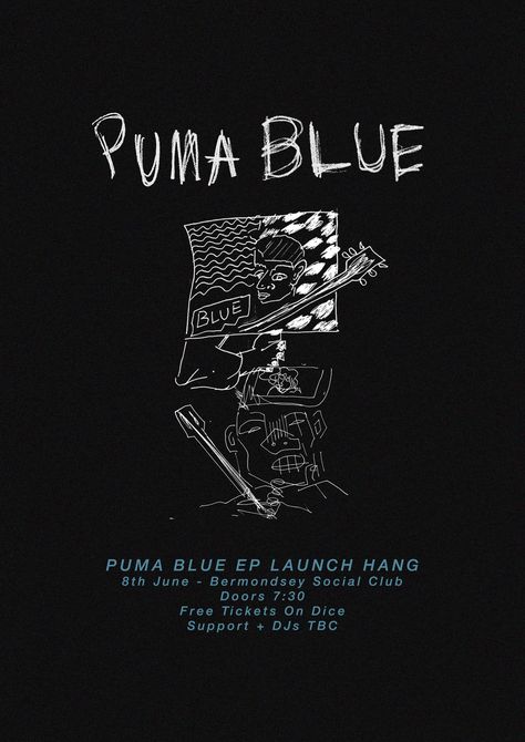 Puma Blue Poster, Puma Blue Artist, Apartment Prints, Live Music Poster, Puma Blue, Blue Tattoo, Blues Artists, Winter 23, Blue Poster