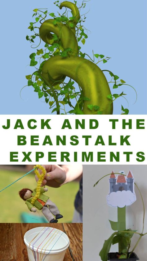 Easy Jack and the Beanstalk Experiments for kids. Grow a bean, build a zip line or a parcahute to help Jack escape from the giant. Make a harp, learn anout chicken lifecycles and lots more fun science for kids. #fairytalescience #jackandthebeanstalk #scienceforkids #jackandthebeanstalkscienceexperiments Jack And The Beanstalk Stem Activities, Jack In The Beanstalk Activities, Jack And Beanstalk Activities, Jack And The Beanstalk Stem, Jack And The Beanstalk Preschool, Jack And The Beanstalk Art, Jack And The Beanstalk Craft, Jack And The Beanstalk Eyfs, Beanstalk Craft