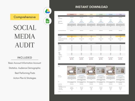 #Social_Media_Audit_Template #Social_Media_Audit #Marketing_Audit #Aesthetic_Business Social Media Audit, Marketing Audit, Social Media Tracker, Social Media Mockup, Aesthetic Business, Social Media Stats, Levels Of Understanding, Social Media Poster, Social Media Planner