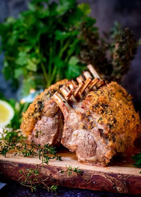 Garlic Lemon and Thyme Crusted Rack of Lamb - an impressive Easter lunch idea. On the table in 30 minutes! #rackoflamb #lamb #easterrecipe #sundaydinner #sundayroast #roastlamb #easterlamb