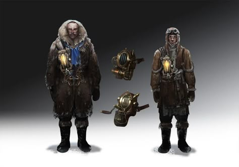 Frostpunk Character, Punk 2023, Frost Punk, Winter Apocalypse, Dark Steampunk, Costume Design Illustration, Action Character, Franklin Expedition, Shelter From The Storm