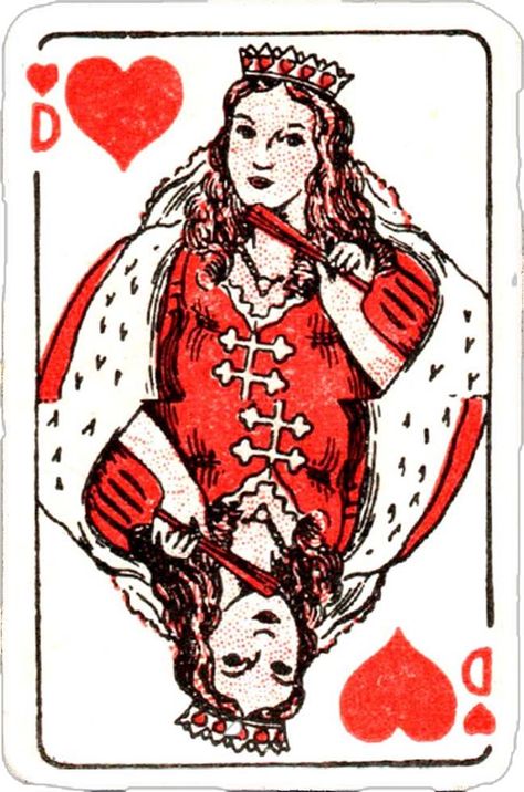 Queen Of Hearts Card Design, Queen Of Hearts Card, Hearts Playing Cards, Playing Cards Design, Cards Design, Weird Stuff, Playing Card, Queen Of Hearts, Card Art