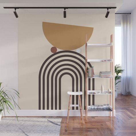 Mountain Wall Mural, Curved Lines, Gold Walls, Color Poem, Blank Walls, Geometric Lines, Fabric Panels, Shape Design, Wall Mural