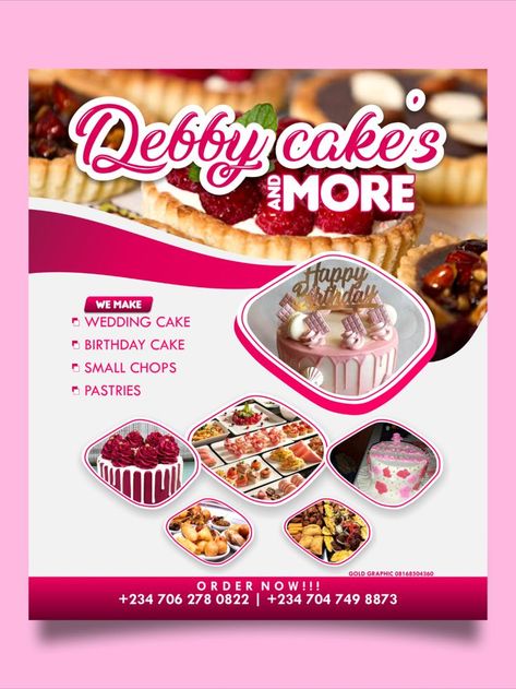 Bakery Flyer Design Templates, Flier Ideas Design, Cake And Pastries Flyer Design, Pastries Flyer Design, Cake Flyer Design, Bakery Graphic Design, Bakery Flyer, Flyer Design Ideas, Bake Sale Flyer