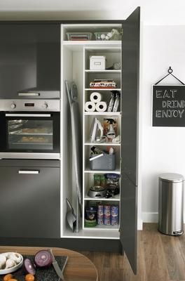 Glendevon Graphite Kitchen Range | Kitchen Families | Howdens Joinery Utility Ideas, Cleaning Cupboard, Laundry Cupboard, Utility Room Designs, Utility Room Ideas, Utility Cupboard, Utility Room Storage, Utility Closet, Laundry Ideas