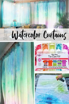 Watercolor curtains are easier than you think ! Check out this video turotial with tips on createing these curtains, finding fabric, and more. Your living room will be the most unique ever! Diy Tie, Tie Dye Diy, Diy Bricolage, Diy Watercolor, Décor Diy, Sheer Curtains, Design Case, My New Room, 인테리어 디자인