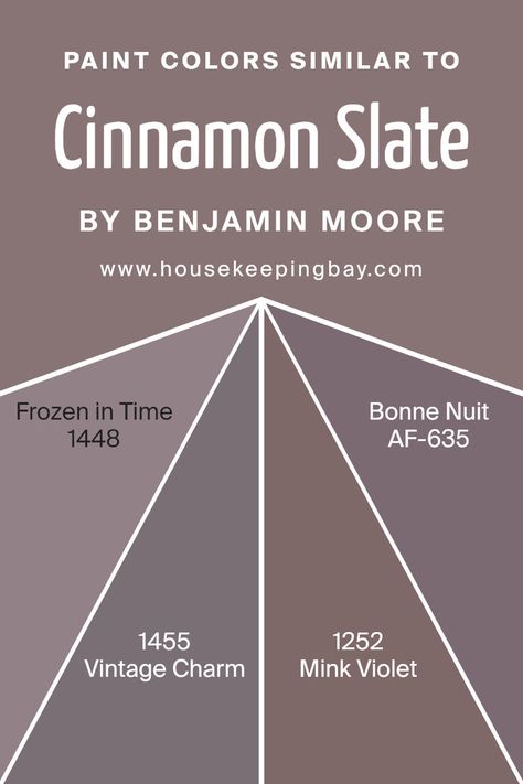 Colors Similar to Cinnamon Slate 2113-40 by Benjamin Moore Vintage Charm Benjamin Moore, Mink Violet Benjamin Moore, Benjamin Moore Cinnamon Slate, Benjamin Moore Cinnamon, Cinnamon Slate, Trim Colors, Frozen In Time, Coordinating Colors, Benjamin Moore