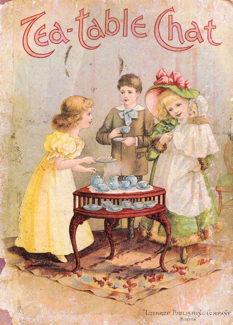 Victorian Tea Party Clip Art | ... Graphic: Victorian Storybook Cover with Children at Tea Party Victorian Tea Party, Vintage Foto's, Postal Vintage, Time For Tea, Cuppa Tea, Vintage Tea Party, Antique Images, Images Vintage, Tea Art