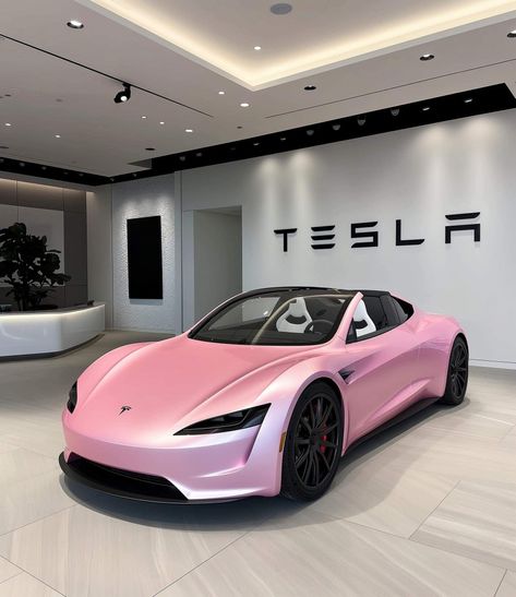 Pink Tesla, Best Cars For Teens, Car For Teens, Car Goals, Pink Paint, Pink Car, Fancy Cars, Black Barbie, Expensive Cars