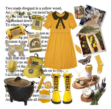 Yellow Apple Aesthetic, Yellow Witch Outfit, Goat Oc, Sun Dragon, Witchy Dress, Riverside Cottage, Witch Style, Hufflepuff Aesthetic, Sun Aesthetic