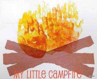 Tippytoe Crafts: camping Hand print Campfires Hand Print Art, Camping Theme Preschool, Footprint Crafts, Preschool Projects, Theme Nature, Footprint Art, Handprint Crafts, Daycare Crafts, Camping Theme