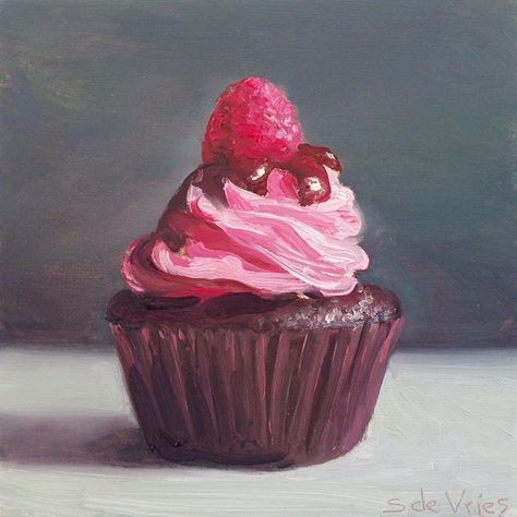 Food Oil Painting, Painting Cake, Cupcake Painting, Gcse Art Sketchbook, Foodie Art, Food Artwork, Cupcake Art, Painting Kitchen, Food Painting