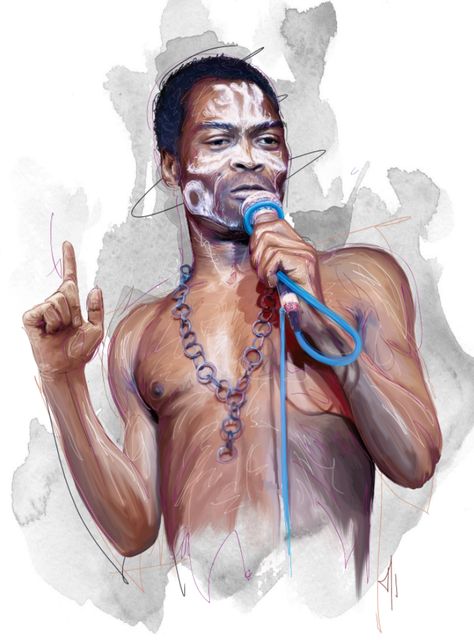 Illustration portrait of Fela Kuti by tomadee Here to visit the website https://www.behance.net/gallery/53711771/Portrait-Music-2016 Digital illustration and aquarelle. thanks for sharing it, liking it, pinting it... #illustration #felakuti #rockandroll #portrait Fela Kuti Art, Famous Black People, Fela Kuti, Art Thomas, Digital Story, Deadpool Wallpaper, Illustration Portrait, Black Art Painting, Famous Black