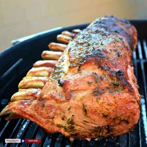 Smoked Rack of Pork Grilled Pork Roast, Bone In Pork Roast, Bone In Pork Loin, Pork Rib Roast, Pork Cooking Temperature, Pork Ribs Grilled, Rack Of Pork, Pork Loin Roast Recipes, Rib Roast Recipe