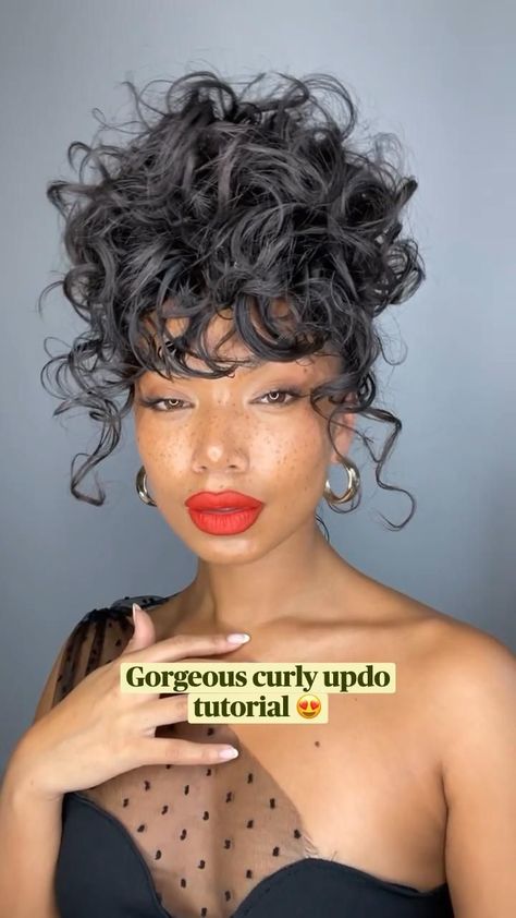 Curly Updo Tutorial, Orange Curly Hair, Boho Hairstyle, Updo Tutorial, Gold Hair Clips, Curly Updo, Hair Specialist, Curly Hair Updo, Beautiful Curls