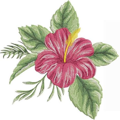 Hibiscus Flower Embroidery, Hibiscus Embroidery, Bernina Embroidery Machine, Embroidery Designs Free Download, Wilcom Embroidery, Bernina Embroidery, Flower Machine Embroidery Designs, Feather Stitch, Paper Flowers Craft