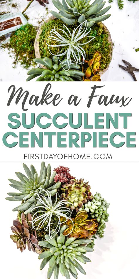 Faux Succulent Arrangements, Succulent Arrangements Diy, Succulents Arrangements, Succulent Bowl, Artificial Succulent Arrangements, Succulent Centerpiece, Diy Container Gardening, Succulent Bowls, Dough Bowls