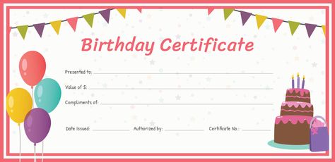 Birthday Certificate Printable Free, Kaper Chart, Birthday Gift Certificate, Birthday Voucher, Voucher Template Free, Gift Certificate Template Word, Free Printable Gift Certificates, Photography Gift Certificate Template, Photography Gift Certificate