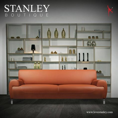 Orange is the new look!  Add a dash of vibrance to your home space with Stanley Sofas.   http://bit.ly/1qto0Xr #LoveStanley #FinestLeathers #Quality #Sofas #Oddchairs #20YearsofPassion Stanley Sofa, Quality Sofas, Home Space, Orange Is The New, Sofa Chair, Shelving Unit, New Look, Bathrooms, Shelves