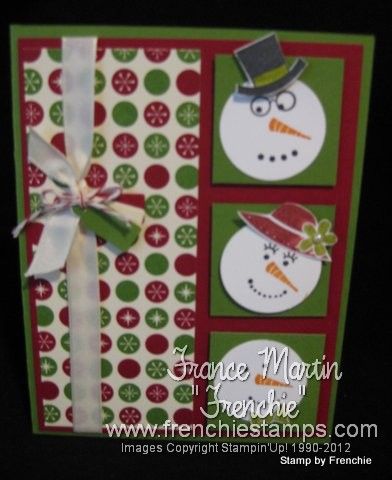 Stamp & Scrap with Frenchie: Stylin' Snowfolk for workshop Snowman Cards, All Christmas, Hair Cute, Stampin Up Christmas Cards, Paper Ideas, Good Bye, Fresh Hair, Stampin Up Christmas, Card Making Tutorials