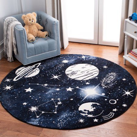 Area Rug Dark, Space Themed Bedroom, Space Themed Room, Dark Blue Rug, Space Themed Nursery, Baby Boy Room Nursery, Baby Rugs, Space Baby, Space Nursery