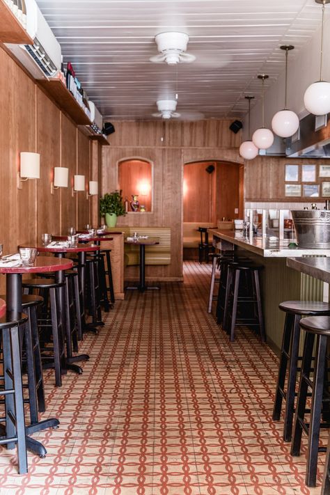 Cervo’s: 15 Design Ideas to Steal from a Tiny Portuguese Wine Bar in Manhattan - Remodelista Tiny Bar Interior Design, Narrow Restaurant Layout, Small Pizza Shop Design Ideas, Small Wine Bar Ideas Restaurants, Small Bar Interior Design, Narrow Restaurant Design, Pizza Bar Design, Small Wine Bar Ideas, Portuguese Bar