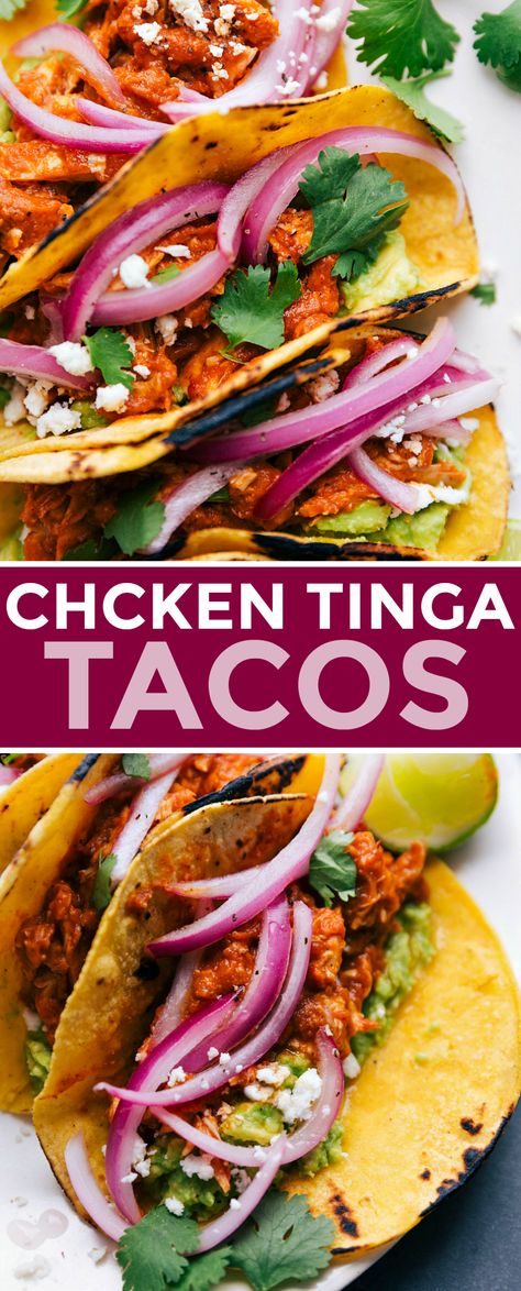 Chicken Tacos With Pickled Red Onions, Indian Tacos Easy, Curry Chicken Tacos, Spicy Shredded Chicken Tacos, Marinated Chicken Tacos, Mexican With Chicken, Spicy Chicken Tacos Recipes, Tacos With Pickled Red Onions, Authentic Chicken Tacos