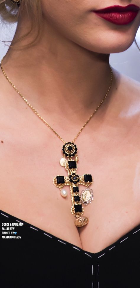 Dolce Gabbana Cross Necklace, Dolce And Gabbana Jewelry Necklaces, Dolce Gabbana Necklace, Dolce And Gabbana Necklace, Dolce And Gabbana Jewelry, Dolce Gabbana Aesthetic, Sicilian Fashion, Party Moodboard, Dolce Gabbana Jewelry