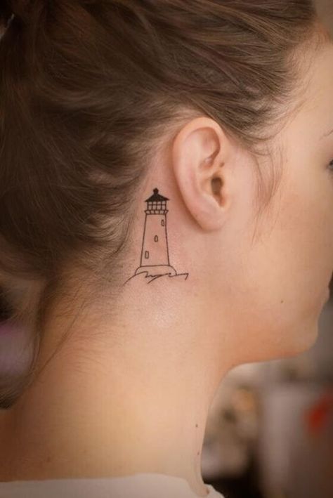 50 Best Small Travel Tattoos Ideas That Will Inspire Inner Wanderers Lighthouse Tattoo Meaning, Lighthouse Tattoos, Beach Inspired Tattoos, Small Beach Tattoos, Beach Tattoos, Travel Tattoo Small, Lighthouse Tattoo, Beach Tattoo, Healing Tattoo