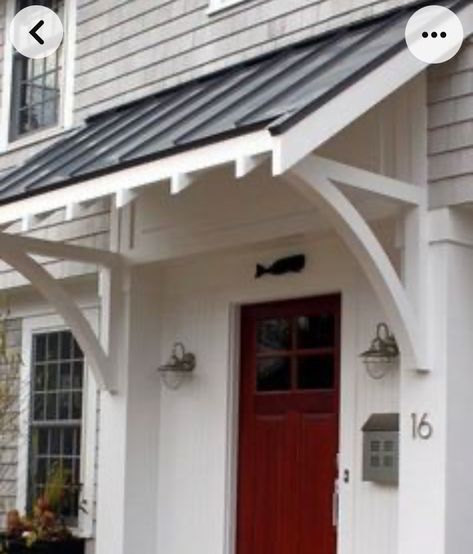 Front Door Overhang, Awning Over Door, Outdoor Theatre, Front Door Awning, Door Overhang, Cottage Front Doors, Porch Awning, Metal Awning, Bath Door