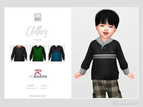 Sims 4 Toddler Clothes, Toddler Boy Sweater, Sims Baby, Mesh Clothing, Grey Striped Shirt, Play Sims 4, Cc Clothes, Kids Shirts Boys, Play Sims