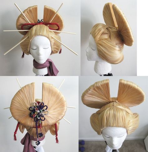 Traditional Japanese Hairstyle, Hairstyle Traditional, Japanese Hairstyle Traditional, Hairstyle Japanese, Visor Hairstyles, Historical Hairstyles, Drawing Hairstyles, High Fashion Hair, Avant Garde Hair