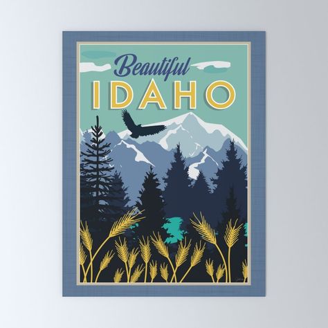 National Parks Posters, National Park Posters, Vinyl Banners, Folded Cards, Stationery Cards, Mini Art, Idaho, Travel Posters, Posters Art Prints